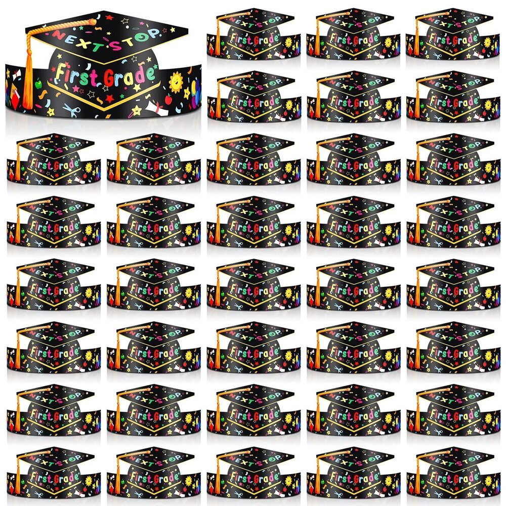 7108 36 Pcs Preschool Paper Graduation Crown for Kids Adjustable Graduation